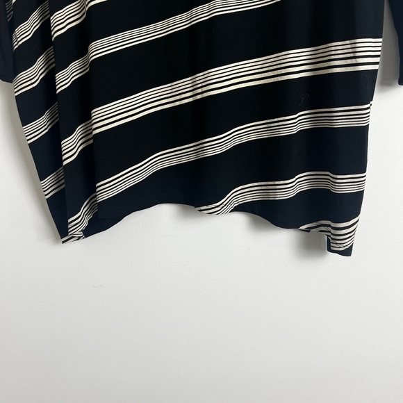 J.Jill Wearever Collection Black Beige Diagonal Stripe Batwing Sleeve Tunic Top - Picture 5 of 9